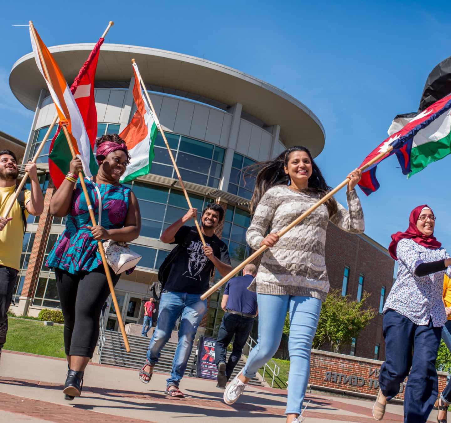 students with flags